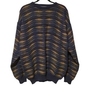 Vintage Serafini 3d Knit Grandpa Dad Crew Sweater y2k 90s Men's Sweater‎ Size XL